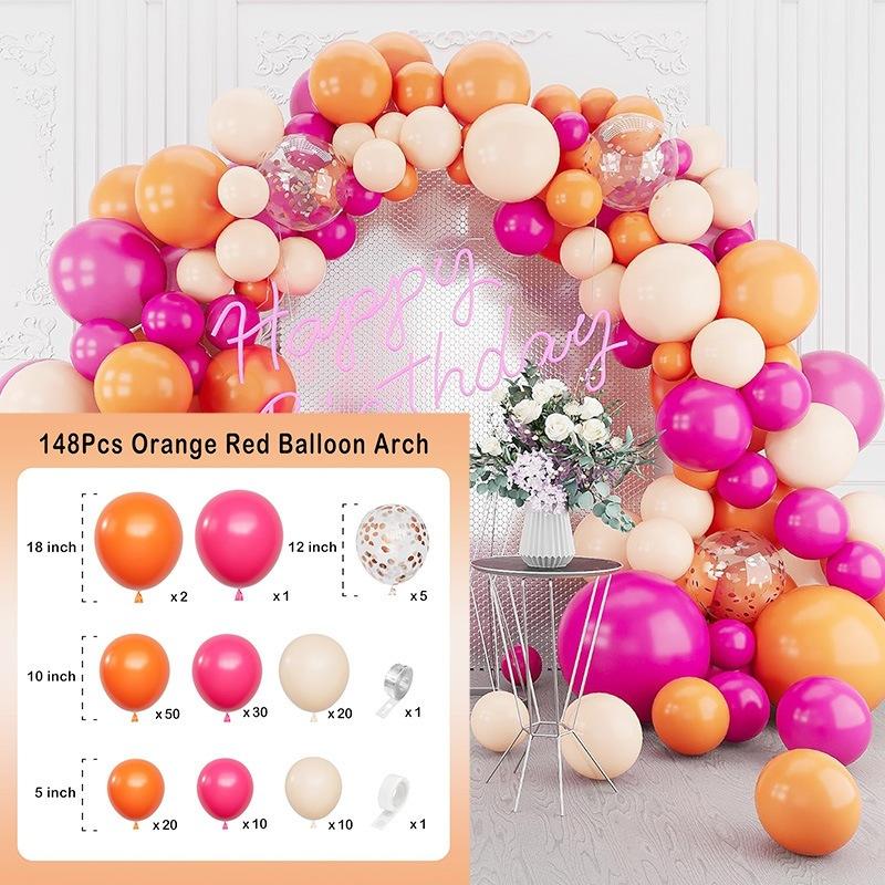 Autumn Balloon Set Orange Balloon Chain Birthday Party Arch Scene Atmosphere Birthday Arrangement
