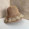 Cappello da sole a tesa larga da donna alla moda, intrecciato a mano in paglia, con visiera protettiva UV per vacanze all'aperto al mare