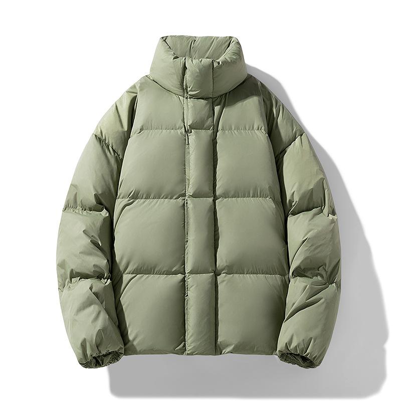 

2025 зима новая мужская пуховая куртка свободная мужская короткая куртка-пуховик однобортная скрытая застежка XXXL светло-зеленый