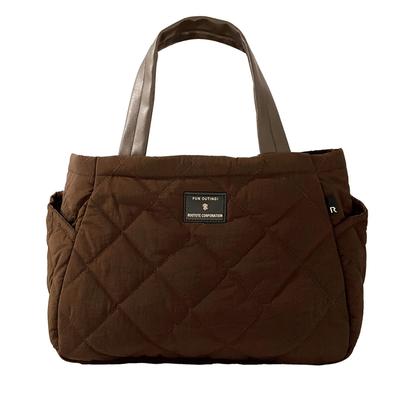 Quilted Small Freestanding Tote Bag with Partitions LT Deli Quilt Deli 02 Brown [Rootote] Water-repellent Women's