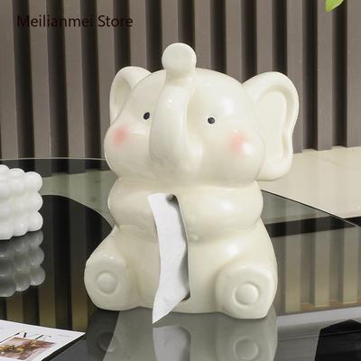 Elephant Tissue Box Living Room Coffee Table Tissue Storage Ornament Cartoon Cute Paper Box Kitchen Storage Tissue Boxes Gift