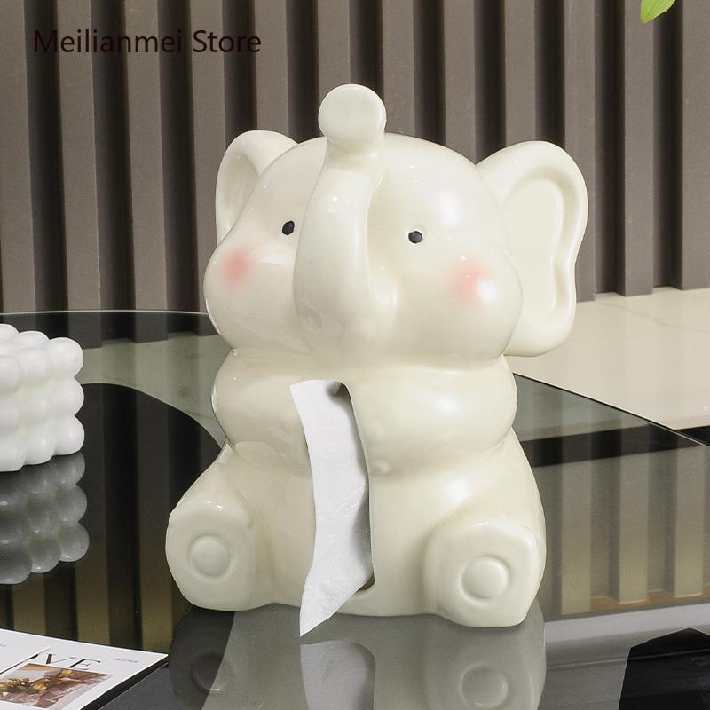 Elephant Tissue Box Living Room Coffee Table Tissue Storage Ornament Cartoon Cute Paper Box Kitchen Storage Tissue Boxes Gift