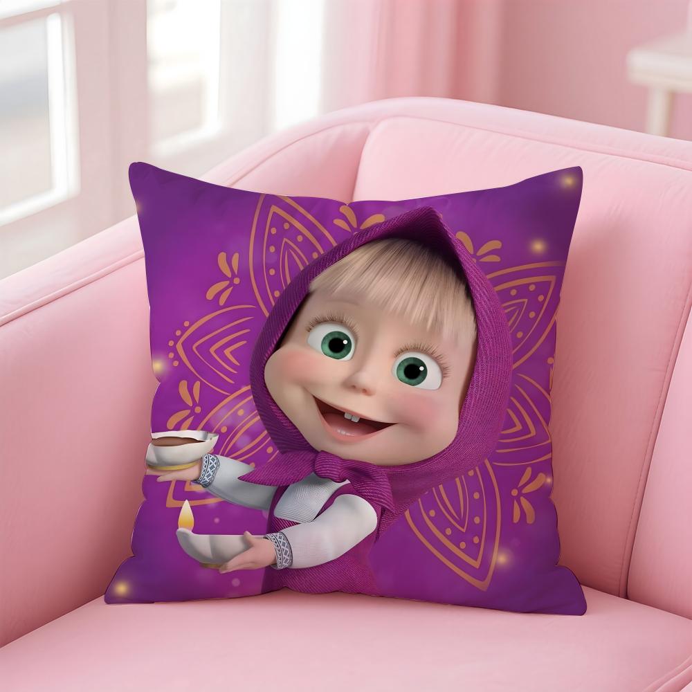 Kreskówka M-Masza i Niedźwiedź Poszewka na Poduszkę Wygodna Dwustronna Poszewka Idealna do Samochodu Sofy Sypialni i Nie Tylko