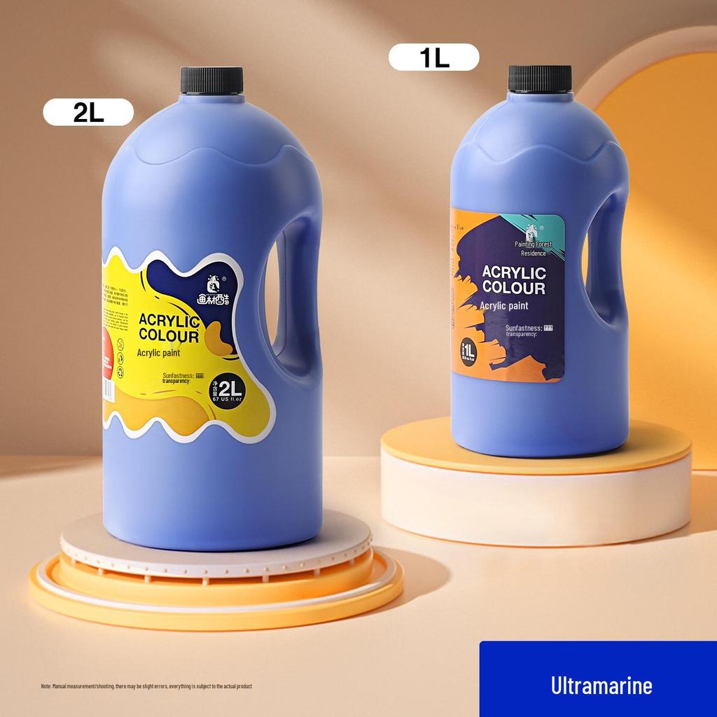 Acrylic Wall Paint - Waterproof, Fade-Resistant, Sun-Protected, White, 2L/1L Large Container for Art & DIY Projects