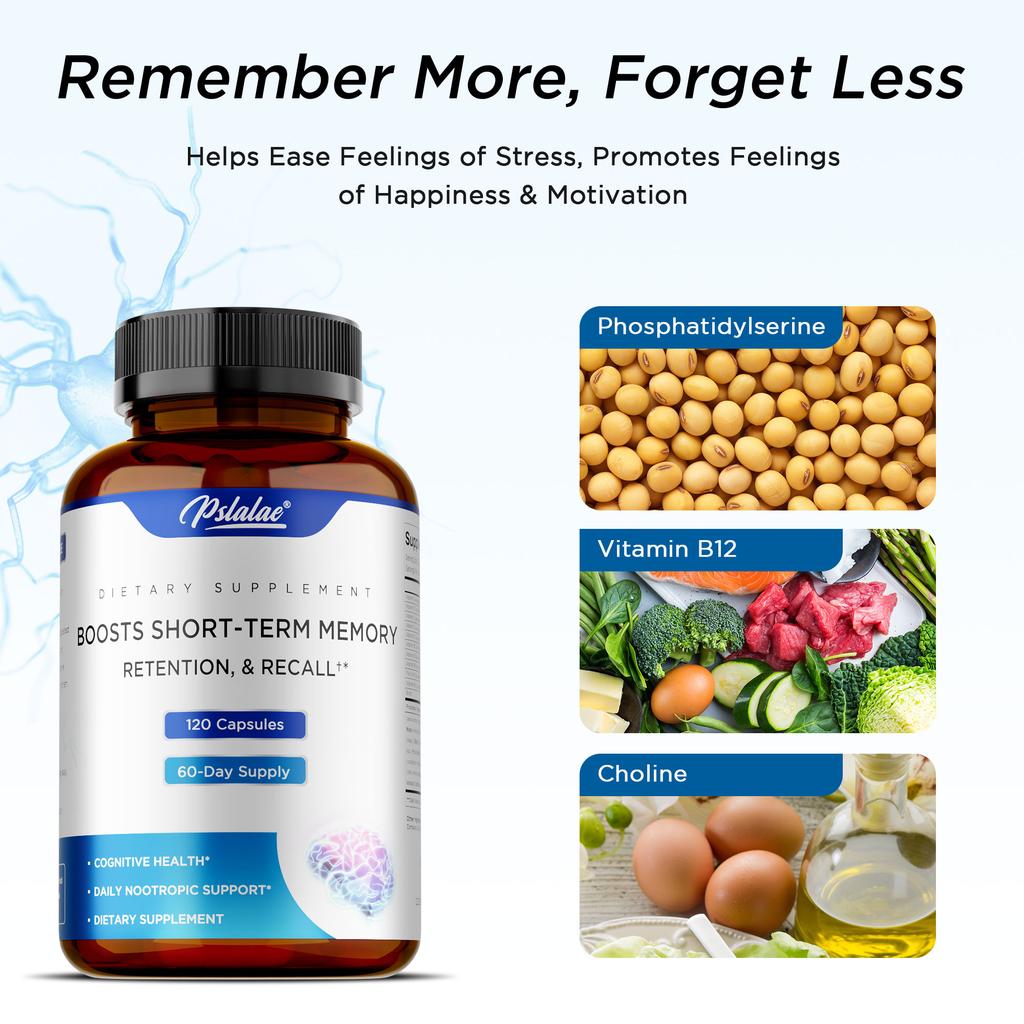Contains Phosphatidylserine, Huperzine A, and Choline Extracts; Supports Memory and Brain Health.