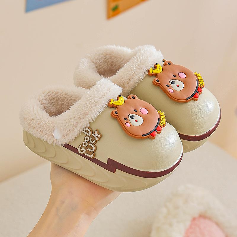 New EVA Cotton Slippers Summer Cartoon Cute Non-Slip Indoor Warm Thick Bottom Slippers Baby Cotton Shoes