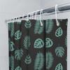 Blue Green Leaf Shower Curtain Waterproof Bath Decoration For Modern Bathroom Decor Dark Green Black Background Print 72X84 In (
