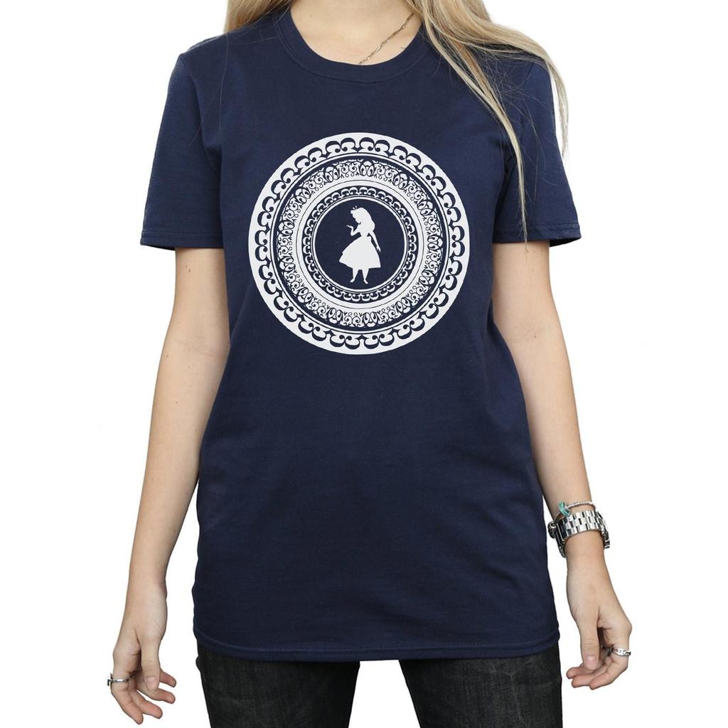 Disney Womens/Ladies Alice In Wonderland Circle Cotton Boyfriend T-Shirt