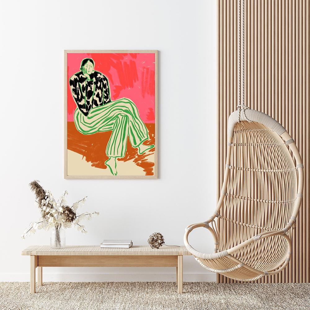 Abstract Line Woman Fashion Canvas Wall Art Poster Print Colorful Fashion Show Model Picture Calm Girl Living Room Home Decor