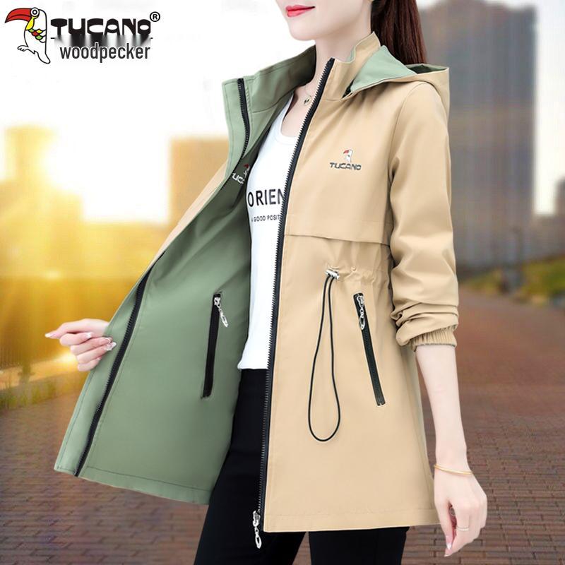 Women's Double-Sided Trench Coat - Spring/Autumn 2025 Fashion, Mid-Length for Middle-Aged Moms