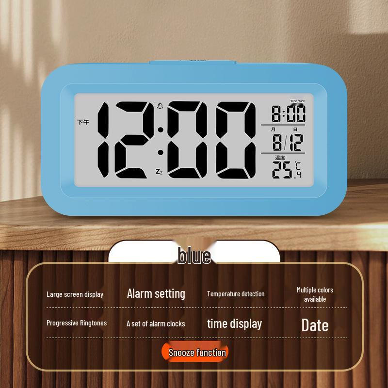 Multifunctional Smart Student Alarm Clock: Extra Loud, Silent, Rechargeable, with Temperature Display and Night Light