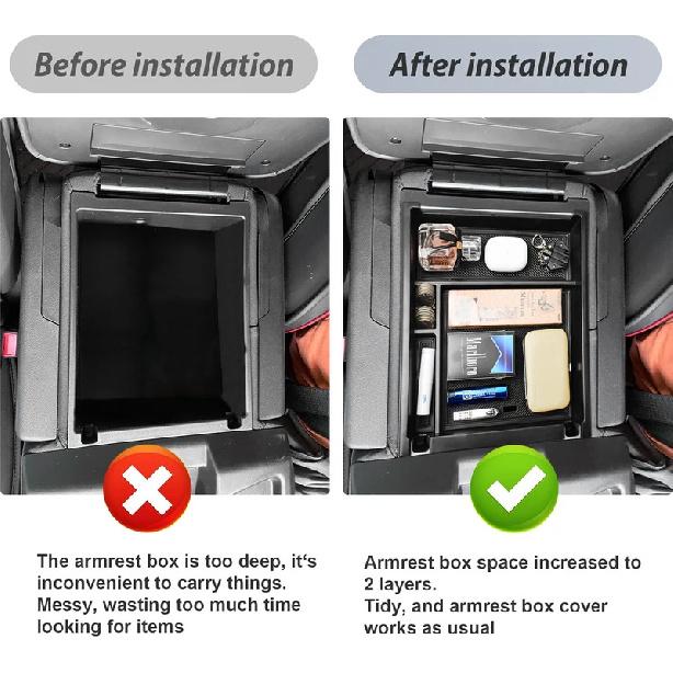 Center Console Organizer Tray For -2025 GMC Sierra/Chevy Silverado Armrest Box Car Storage Secondary Car Box ABS Accessories