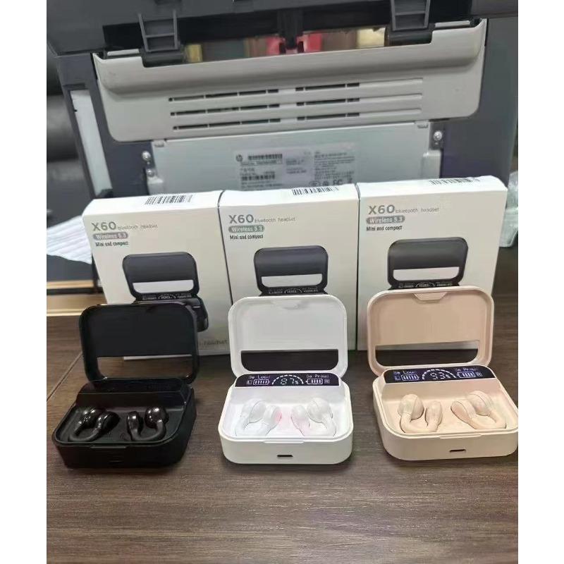 

X60 наушники-клипсы с костной проводимостью Bluetooth, сверхдолгое время работы от батареи, цифровой дисплей высокой четкости, спортивные наушники с низкой задержкой