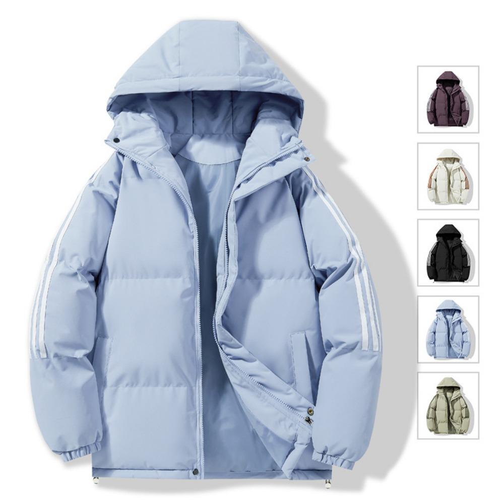 New winter hooded men's cotton clothes thickened warm cotton-padded clothes couple three-stripe fashion casual jacket