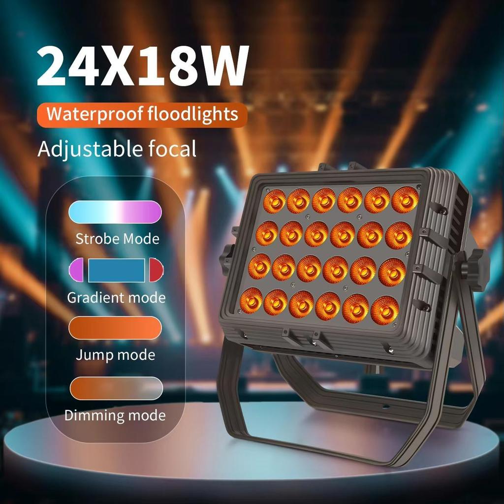 Outdoor Waterproof Stage Light 24x18W RGBWA UV 6 In 1 LED Square Par Light DJ Disco Equipment Lighting Atmosphere