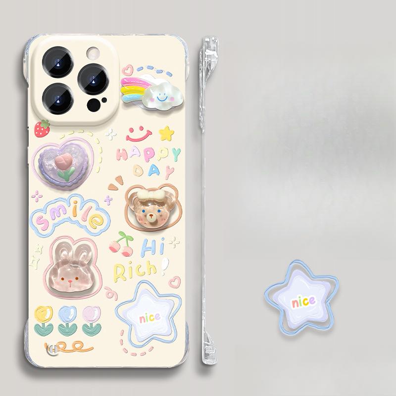 Pigment Rabbit Doll Invisible Bracket Suitable for Apple 16 Mobile Phone Case 15 Cute Frameless 14 High-end 13 Ultra-thin