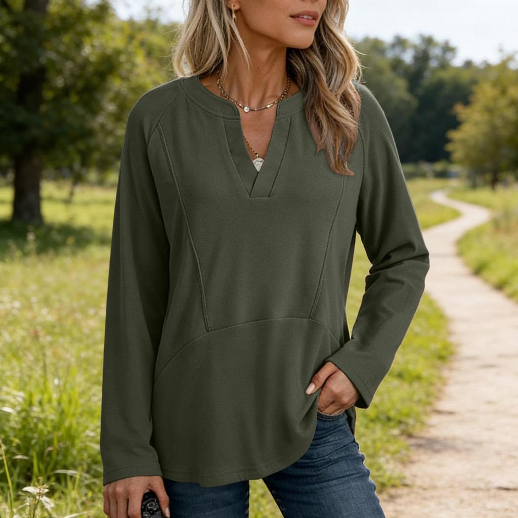 WomenV Neck Going OutCasual Blouse Long Sleeve Tops