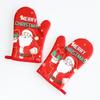 Christmas Microwave Heat Insulation Gloves Oven Anti-scald Heat-resistant Kitchen Cotton Linen Baking Gloves Household Home