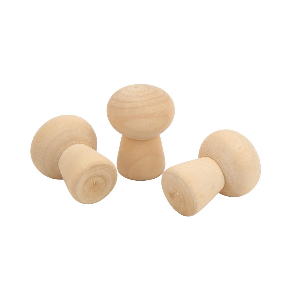 10pcs DIY Production Wooden Peg Dolls Wooden Mushroom Figurines DIY Arts Crafts Projects