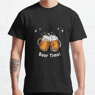 Plus Size S-3XL Beer Time Printed T-shirt Men's Tops Fashion Clothes Tees