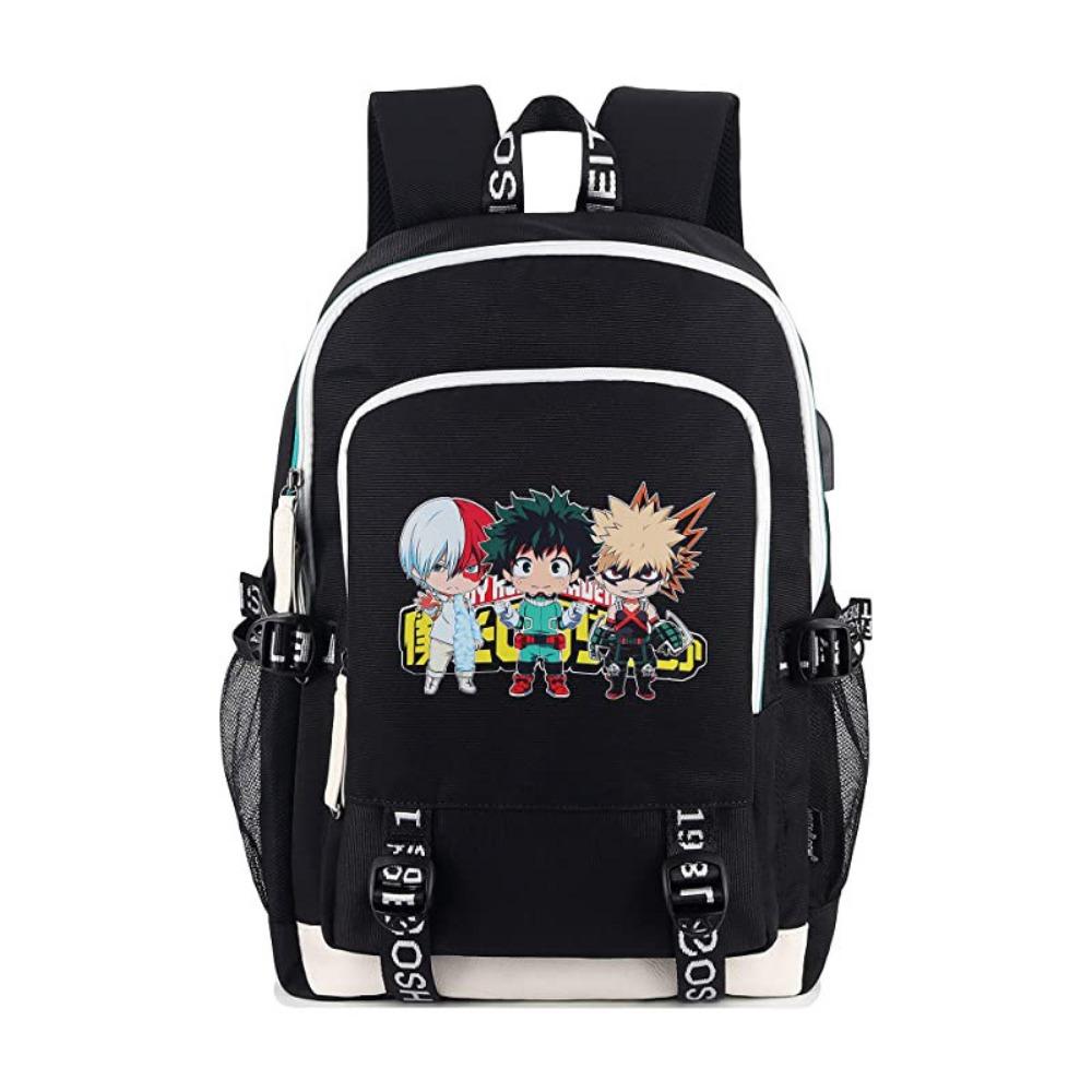 Riman My Hero Academy, surrounding backpack, large-capacity computer bag with USB port, student schoolbag