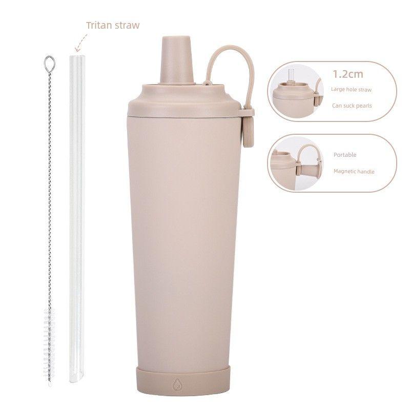 

Вакуумная чашка с ручкой, большим отверстием и присоской, 830 мл, с жемчугом Milk Tea Color 830ml