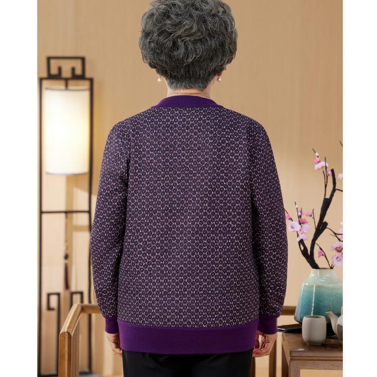 New Knitted Cardigan Mother Autumn Zipper Sweater Middle-aged and Elderly Grandma Women Plus Velvet Thermal Jacket Top