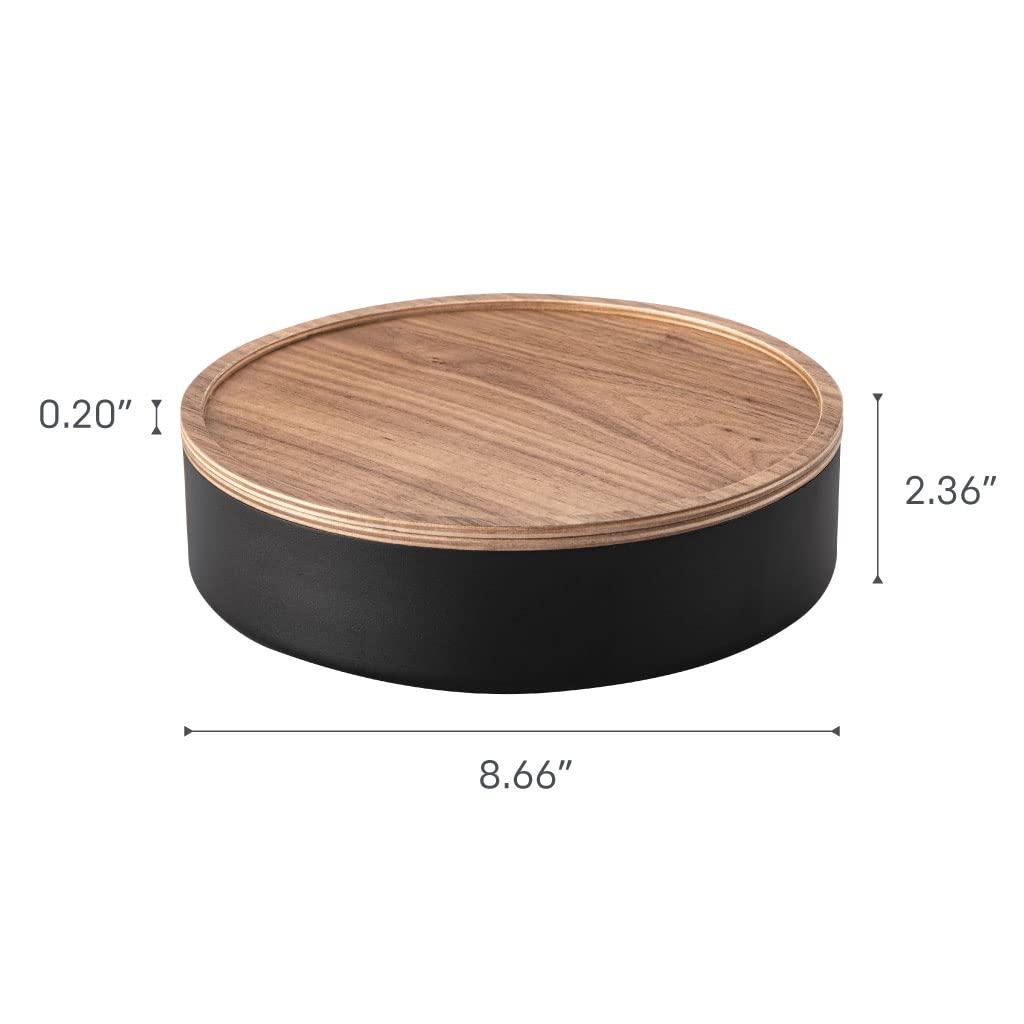 Yamazaki Jitsugyo Storage Case with Lid Round Brown RIN RIN Lid Converts Into a Tray Storage Box 5800 (Yamazaki) Approx. W22.2XD22.2XH6cm