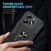 KEYSION Shockproof Armor Case for Itel S23+ Soft Silicone+PC Camera Protection Ring Stand Phone Back Cover for Itel S23 Plus