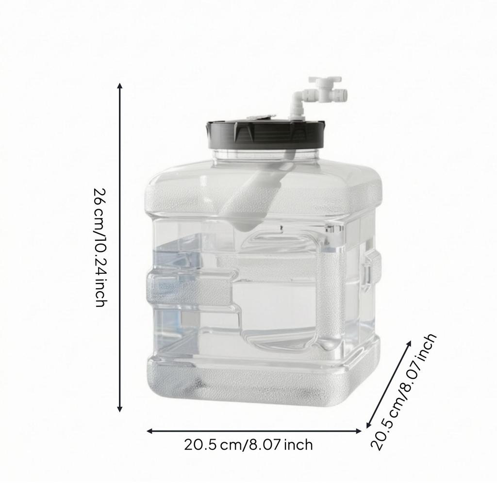 Water Container with Automatic Valve Transparent Square Lid