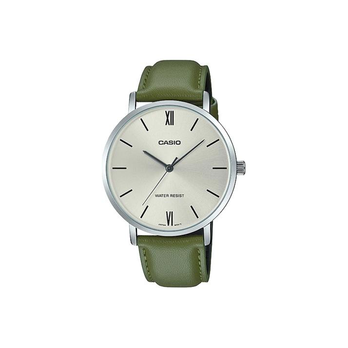 CASIO Men Standard Series Silver Watch MTP-VT01L-3B MTP-VT01L-3B Green Strap