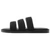 Woven Triple Strap Slides Black Womens 2700620800