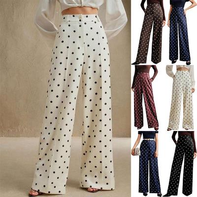 Europäische & Amerikanische Retro Polka Dot High Waist Weitbeinige Lässige Hosen für Damen