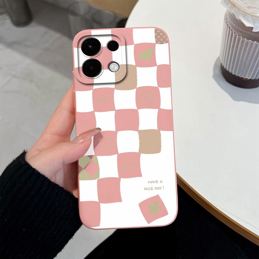 Cover Case For Oppo Realme 5 6 7 10 8 9 Pro Plus A5X K13 A5 Fashionable Checkered Patterns Liquid Silicone Anti Slip Housing For Oppo Cellphone Casing