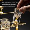 Gold Leaf Glass Wine Set with Deer Stand