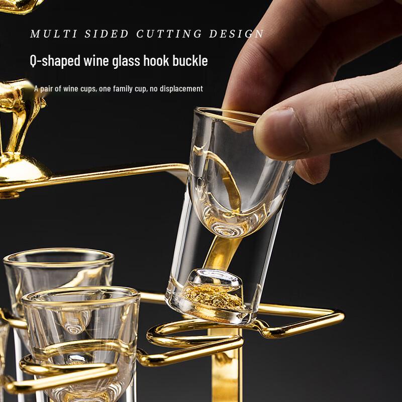 Gold Leaf Glass Wine Set with Deer Stand
