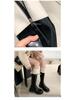 Su Yinyin Style Colorblock Round Toe Thick Sole Back Zipper Women's Riding Boots