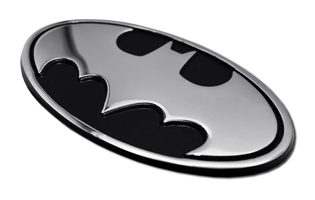Elektroplattiertes Batman Oval-Emblem (Chrom & Schwarz)