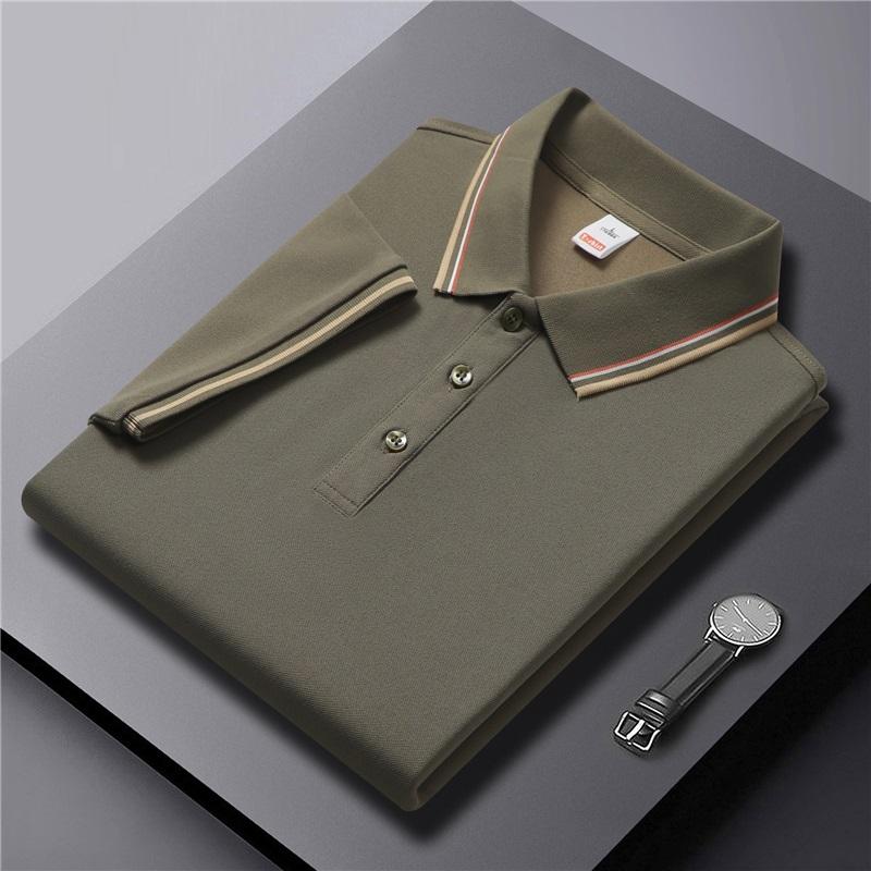   Men's Summer Striped Collar Polo Shirt Short Sleeve Business Casual Breathable