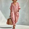Women Linen Cotton V Neck Loose Fit Large Pocket Lantern Pants Jumpsuit Casual Lightweight One Piece Outfit
