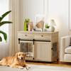 Dog Crate on Wheels, 2 Doors, 2 Drawers, for Medium and Large Dogs, Wood, Steel
