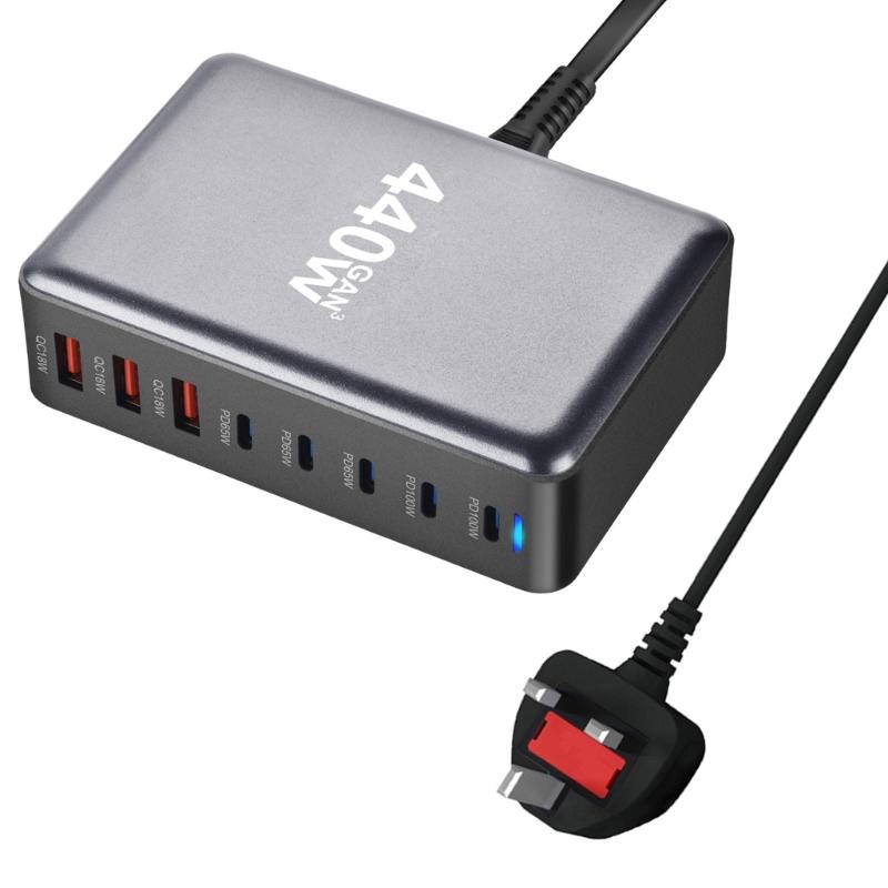 MultiPorts 440W USB C Charger with Intelligent PD for Laptops and Mobile Devices Multiple Protect Safety Systems