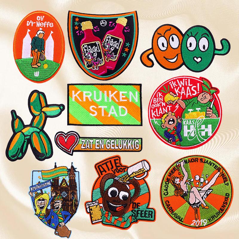 10pcs /Set Netherland Kruikenstad Emblem Embroidered Patches Iron On Patches For Clothing Netherland Carnival Patch Sewing Diy 