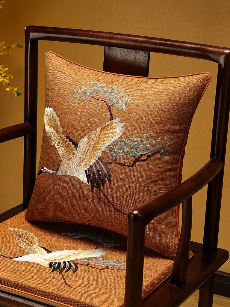 Veemi Home Leinen Kissenbezug Frühling Vögel Stickerei Orientalischer Luxus Hochwertiger Kissenbezug für Couch Sofa Bett 18x18 Zoll