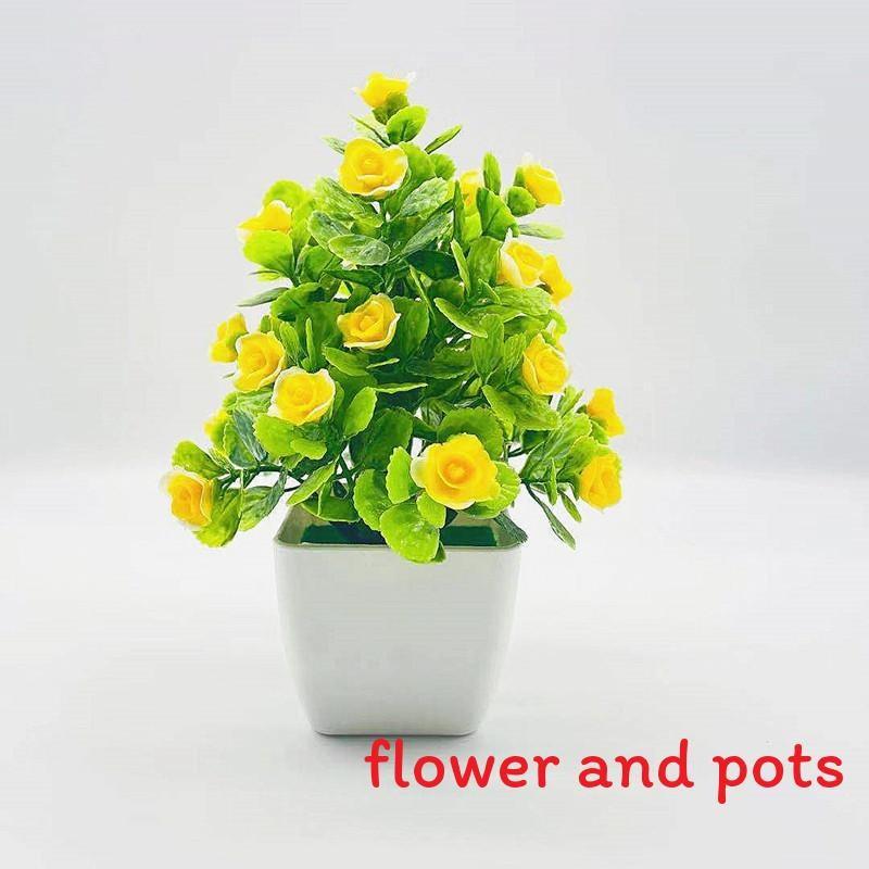 Simulate Five Twenty Roses Fake Flowers Potted Green Plants Indoor Decoration