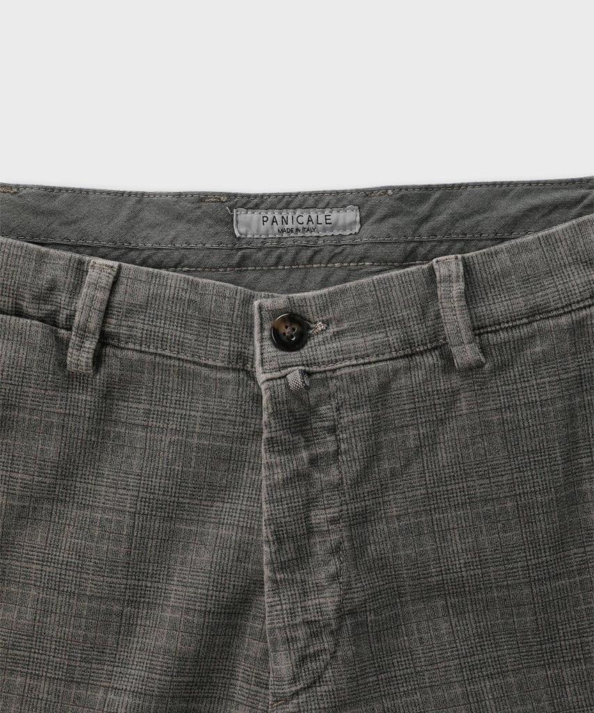 PANICALE Cotton Check Slim Fit Pants [Brown]