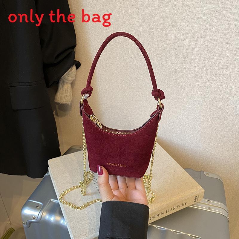 Children Retro Frosted Velvet Bucket Bag With Solid Color Design For Daily Style