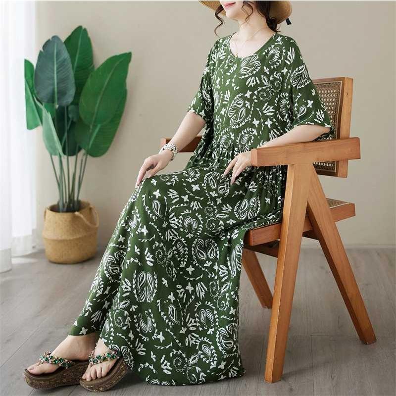 Simple Fashion Plus Size Round Neck Printed Dress