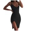 Women's Fashion Sexy Color Irregular Pumping Pleated Camisole Dress