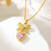 Sweet Zircon Bow Necklace - Women’s Titanium Steel Design